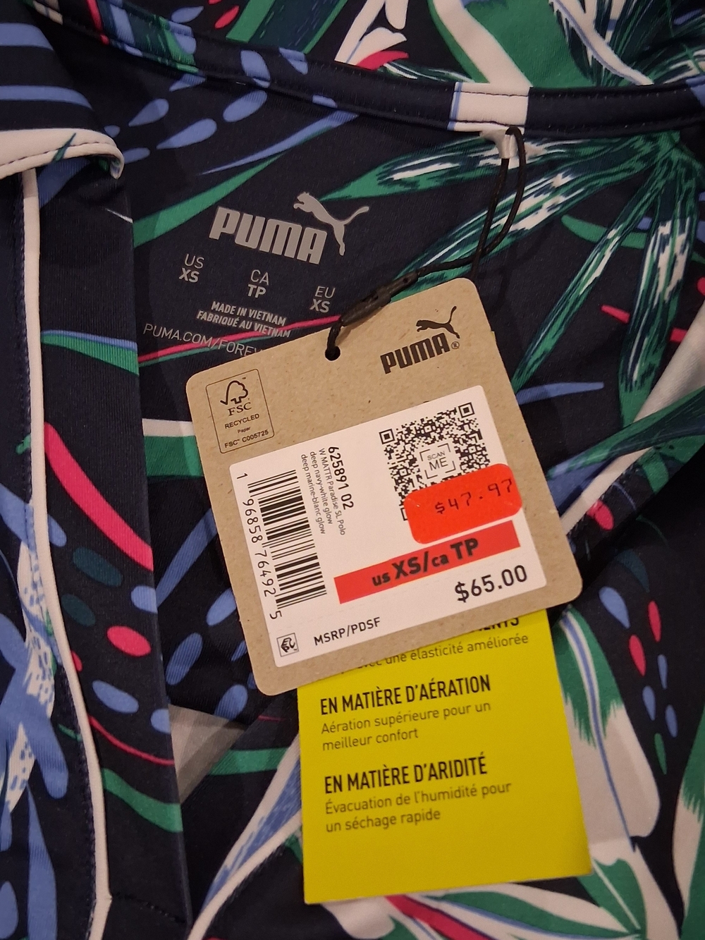 Puma Women's Tropical Print — Navy with Green & Pink Accents